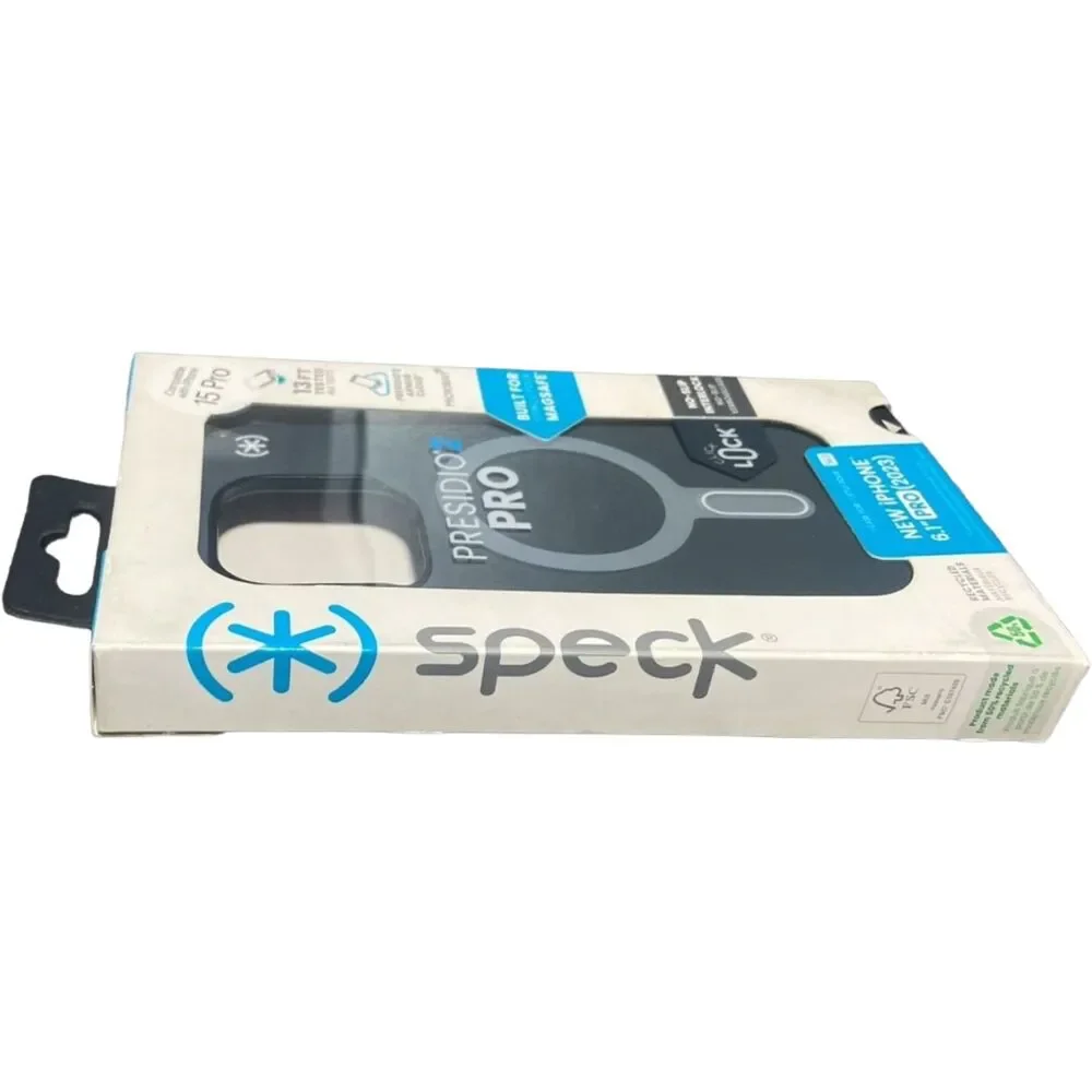 iPhone 15 Pro Case Speck Presidio2 MagSafe ClickLock Gray Bronze NEW